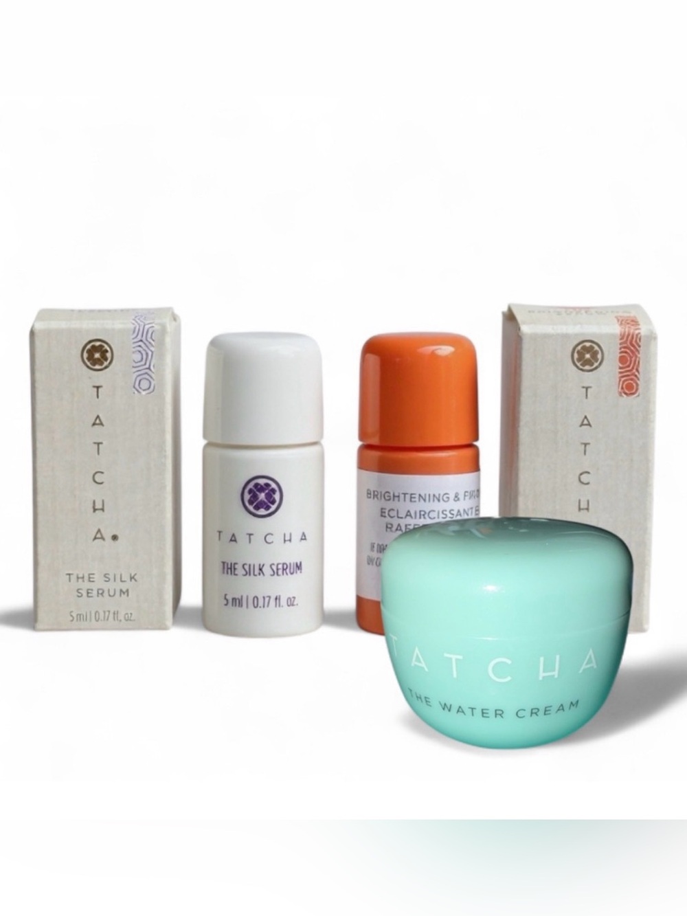 Tatcha The Brightening Serum / The Silk Serum / The Water Cream Trio samples.